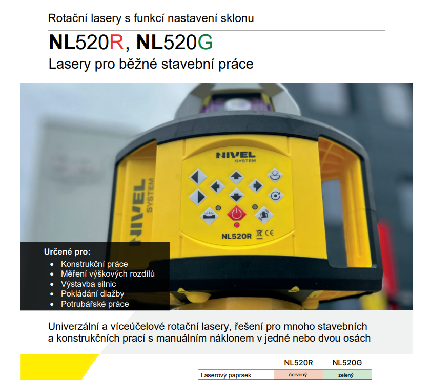 lasery pre všeobecné stavebné práce